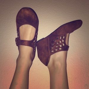 Brown Wedges with Cutout Detail